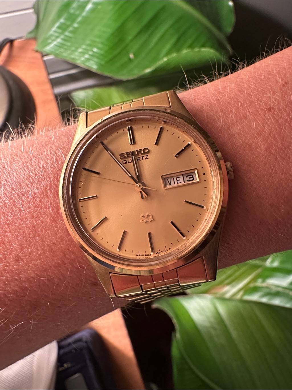 Vintage Seiko President Watch 35mm Gold Dial Gold Tone Daydate